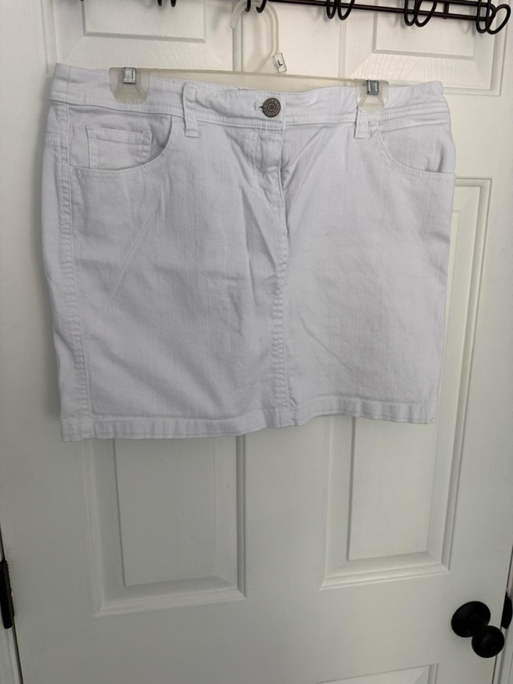 New York & Company White Denim Mini Skirt